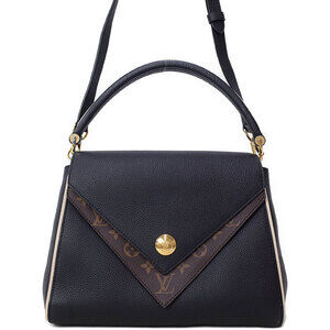 Louis Vuitton Grained Calfskin Monogram Double V 2way handbag Black